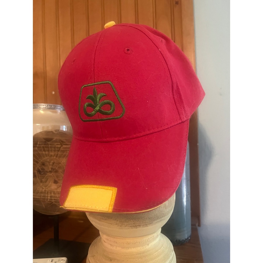Pioneer A DuPont Company Red Cotton Adjustable Baseball Cap Hat Yellow Trim Logo - Picture 2 of 9